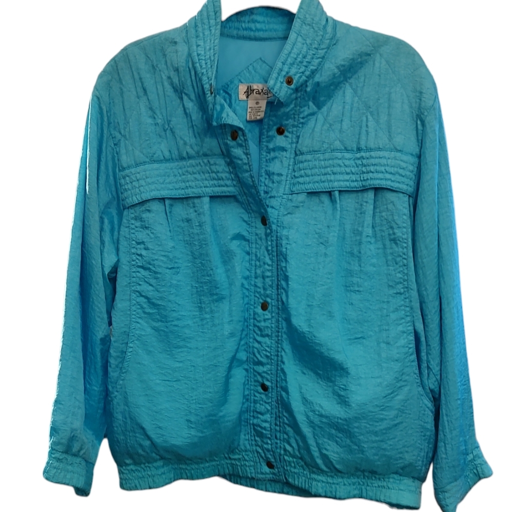 Vintage Turquoise Abraxas Nylon Windbreaker sz Large Petite